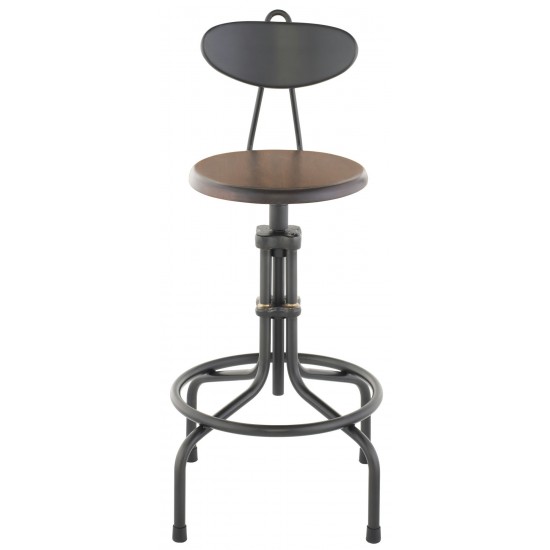 V19C-B Burnt Brown Wood Adjustable Stool