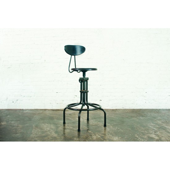 V19C-B Burnt Brown Wood Adjustable Stool