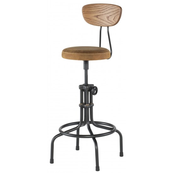 Buck Umber Tan Leather Adjustable Stool