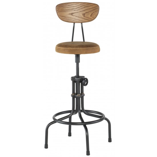 Buck Umber Tan Leather Adjustable Stool