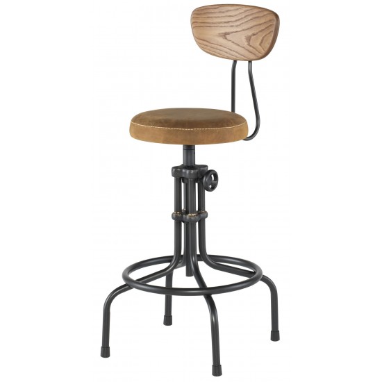 Buck Umber Tan Leather Adjustable Stool