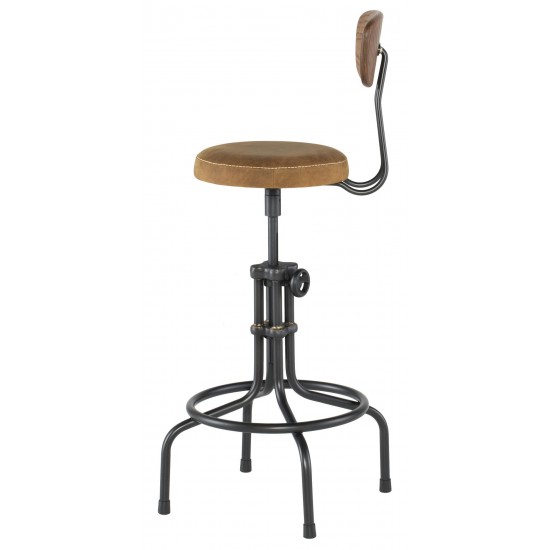 Buck Umber Tan Leather Adjustable Stool