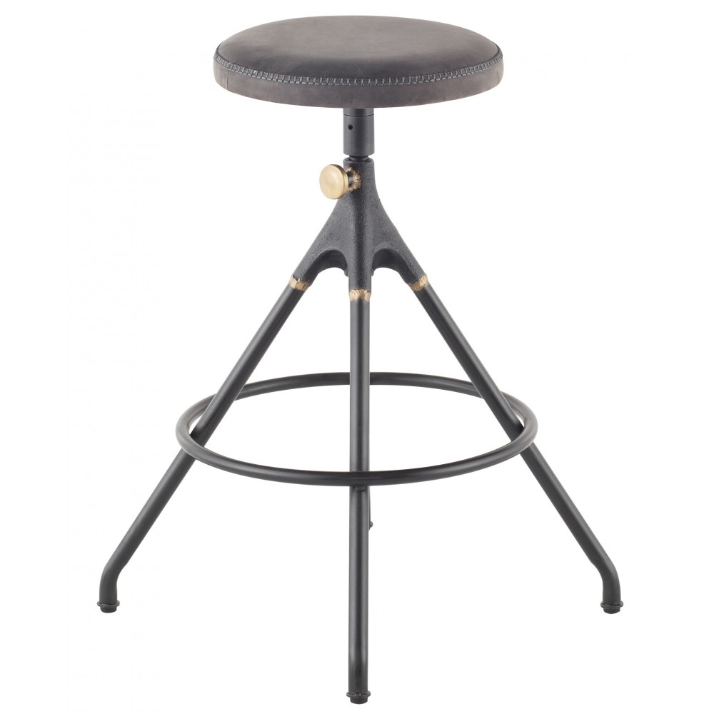 Akron Storm Black Leather Counter Stool, HGDA561