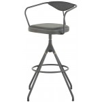 Akron Storm Black Leather Bar Stool