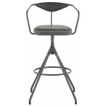 Akron Storm Black Leather Bar Stool