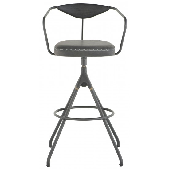 Akron Storm Black Leather Bar Stool