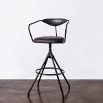 Akron Storm Black Leather Bar Stool