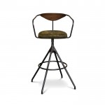 Akron Jin Green Leather Bar Stool