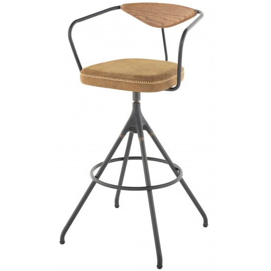 Akron Umber Tan Leather Bar Stool