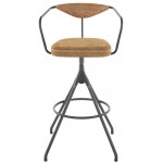 Akron Umber Tan Leather Bar Stool