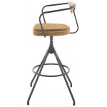 Akron Umber Tan Leather Bar Stool