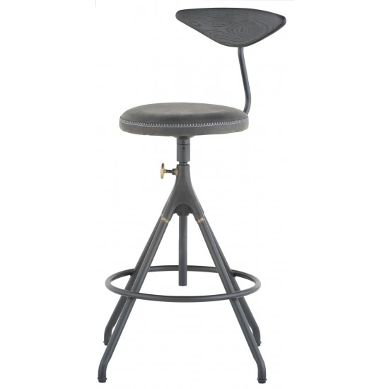 Akron Storm Black Leather Counter Stool, HGDA636