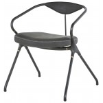 Akron Storm Black Leather Dining Chair