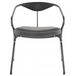 Akron Storm Black Leather Dining Chair