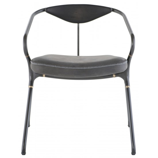 Akron Storm Black Leather Dining Chair