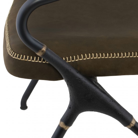 Akron Jin Green Leather Dining Chair