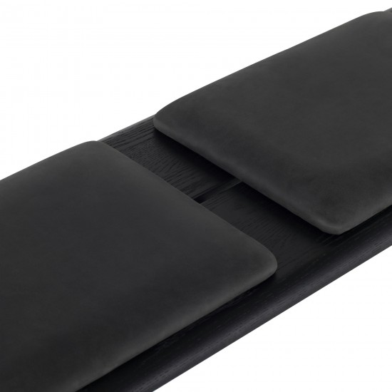 Stacking Bench Storm Black Leather Bench Cushion