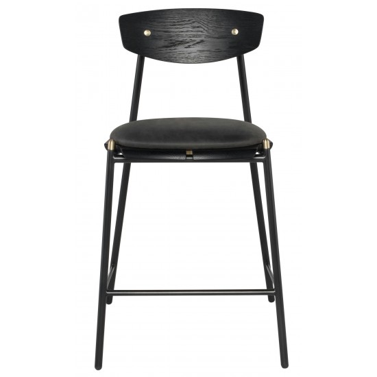 Kink Storm Black Leather Counter Stool