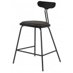 Dayton Storm Black Leather Counter Stool