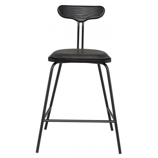 Dayton Storm Black Leather Counter Stool