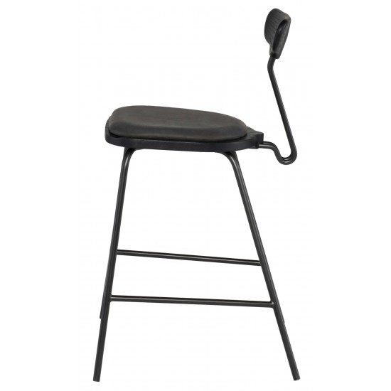 Dayton Storm Black Leather Counter Stool