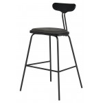 Dayton Storm Black Leather Bar Stool