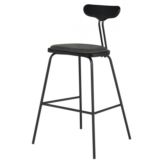 Dayton Storm Black Leather Bar Stool