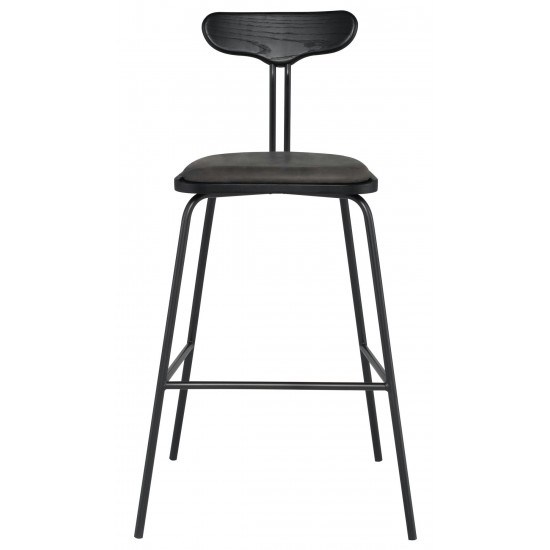 Dayton Storm Black Leather Bar Stool