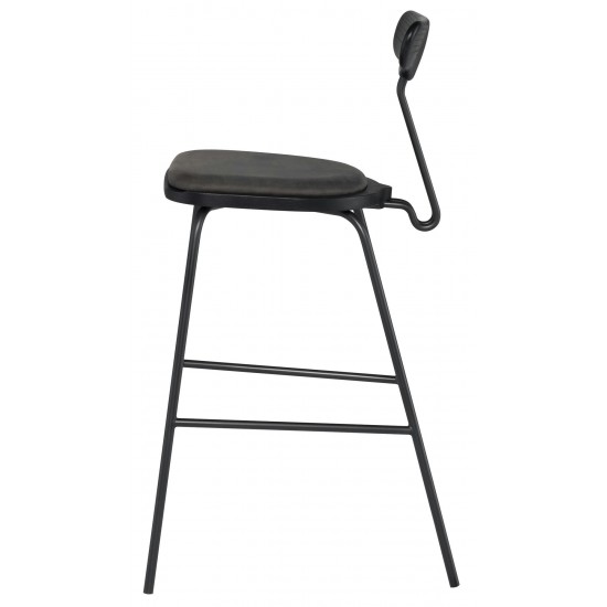 Dayton Storm Black Leather Bar Stool