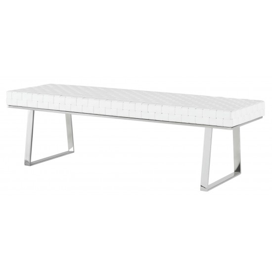 Karlee White Leather Occasional Bench