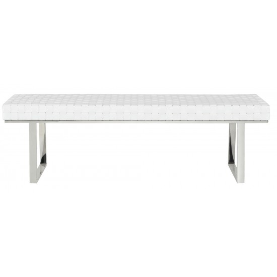 Karlee White Leather Occasional Bench