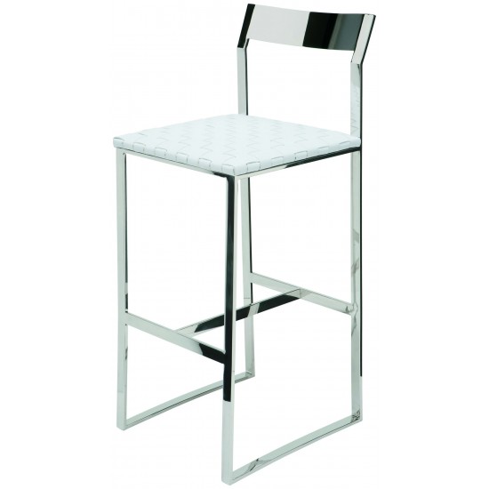 Camille White Leather Counter Stool