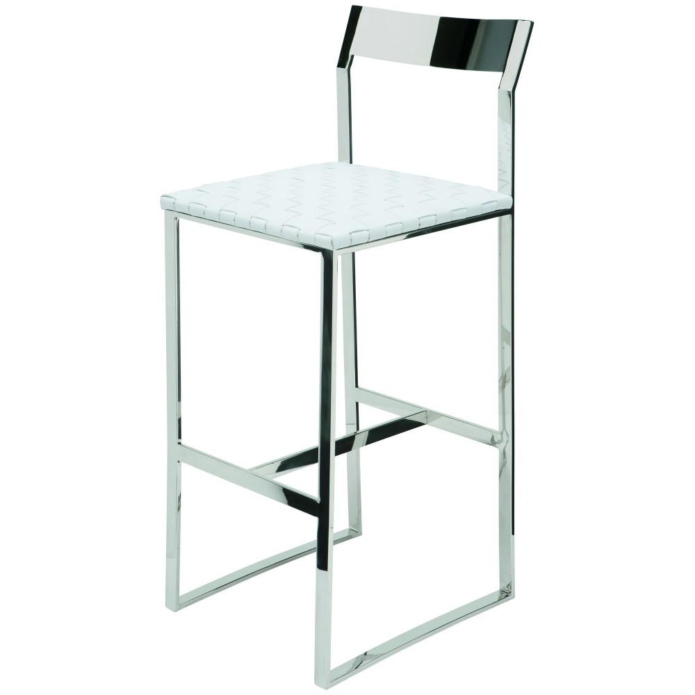 Camille White Leather Counter Stool