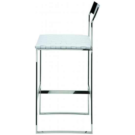 Camille White Leather Counter Stool