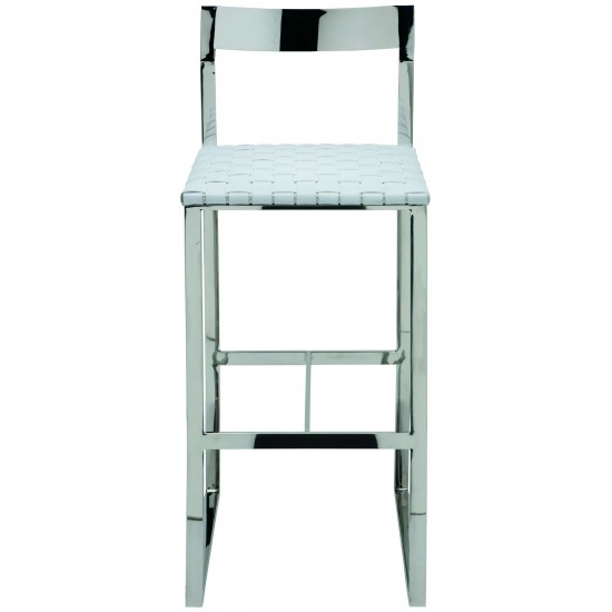 Camille White Leather Counter Stool