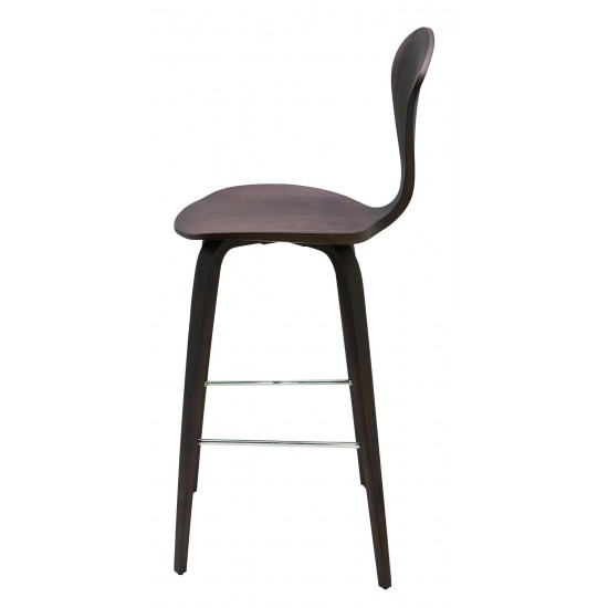 Satine Dark Walnut Wood Bar Stool