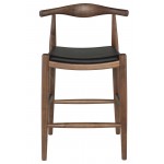 Maja Black Leather Counter Stool