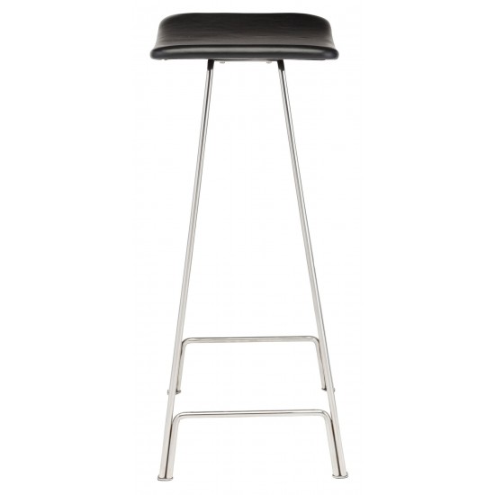 Kirsten Black Leather Bar Stool, HGEM652