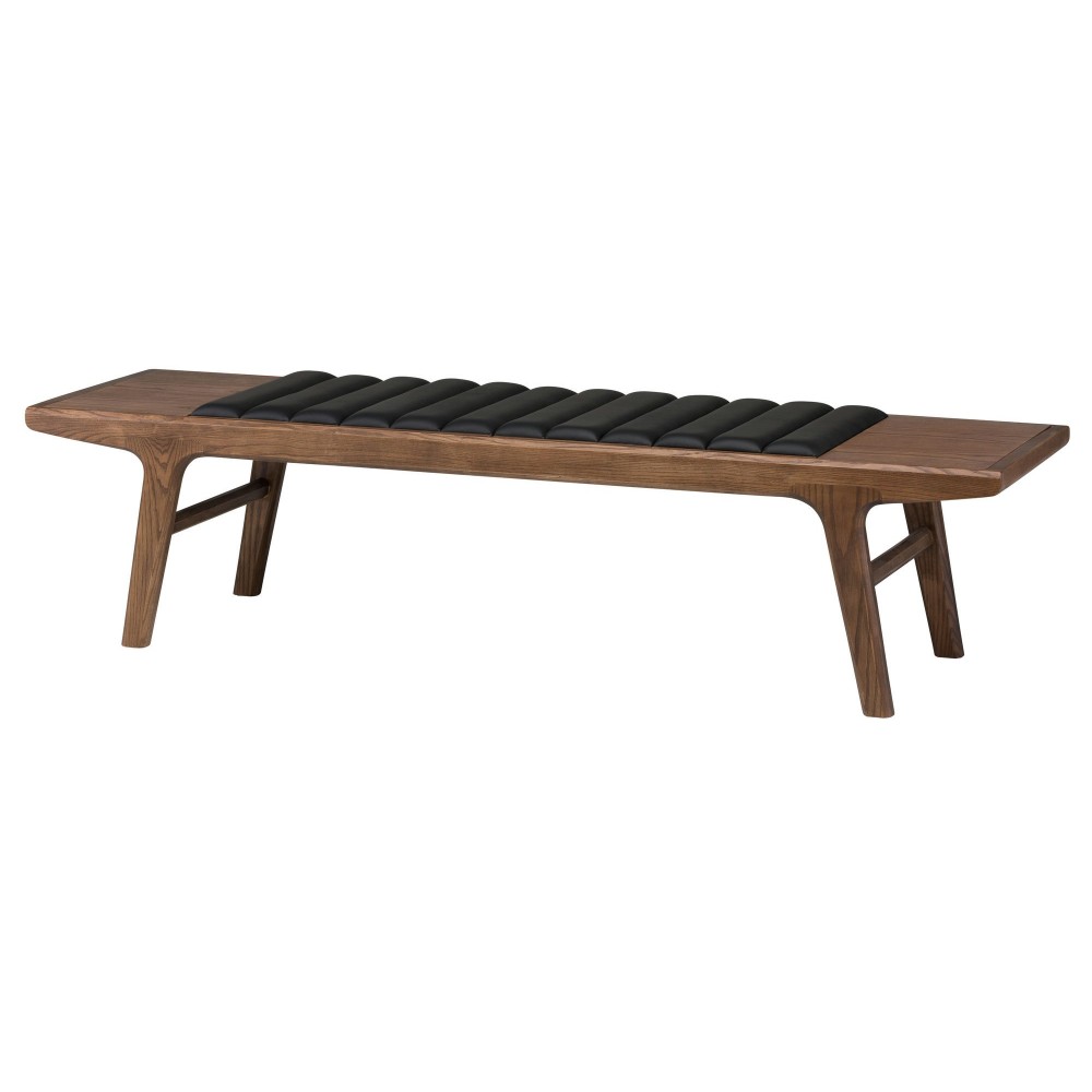 Lucien Black Naugahyde Occasional Bench, HGEM774