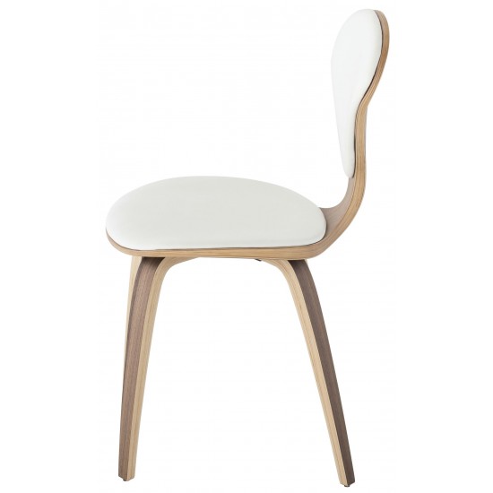 Satine White Leather Dining Chair