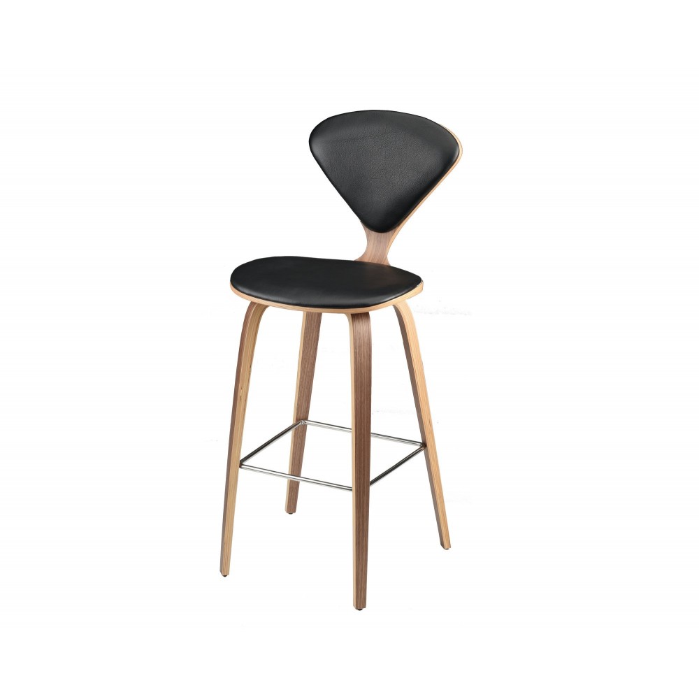 Satine Black Leather Counter Stool