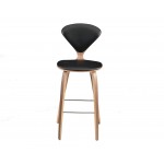 Satine Black Leather Counter Stool