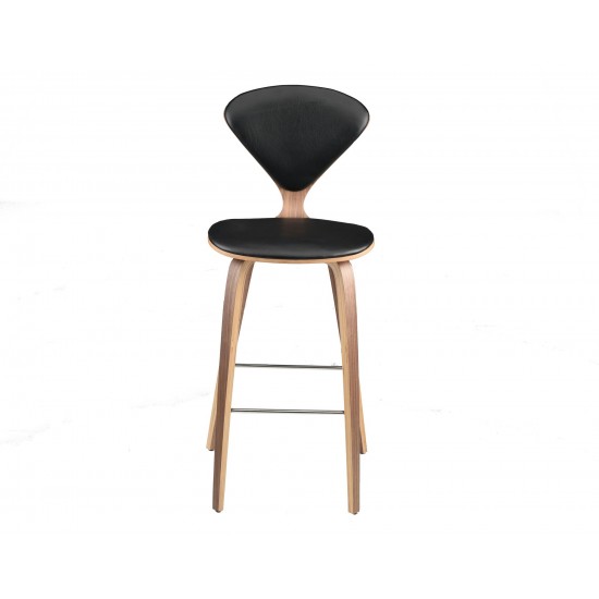 Satine Black Leather Counter Stool