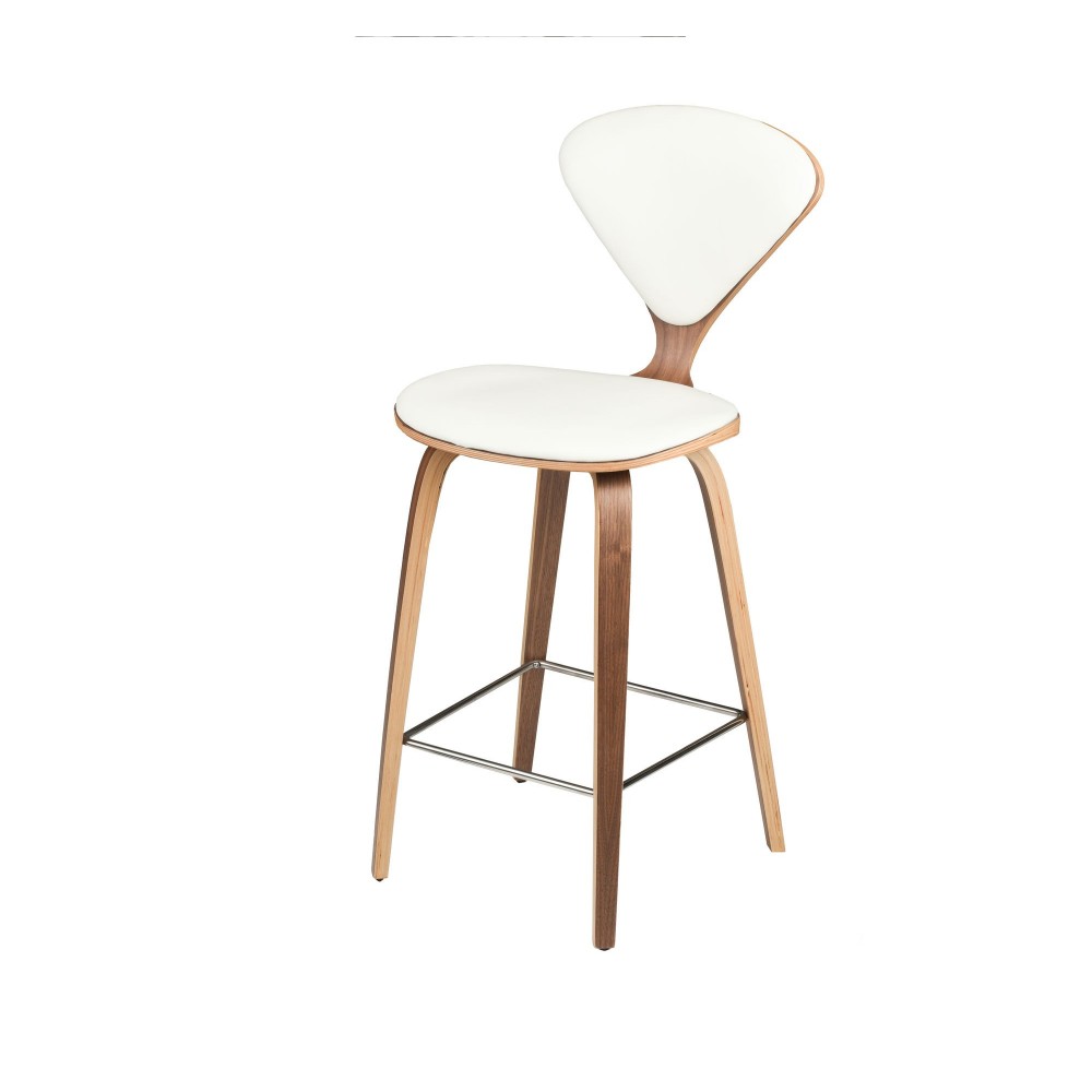 Satine White Leather Counter Stool