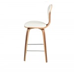 Satine White Leather Counter Stool