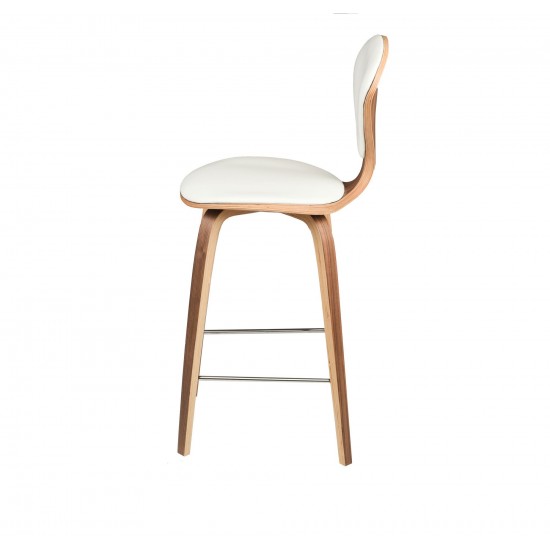 Satine White Leather Counter Stool