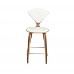 Satine White Leather Counter Stool