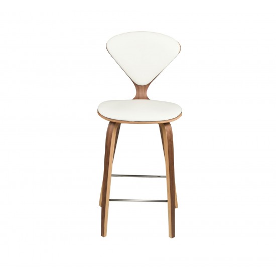 Satine White Leather Counter Stool