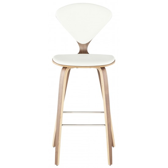 Satine White Leather Bar Stool