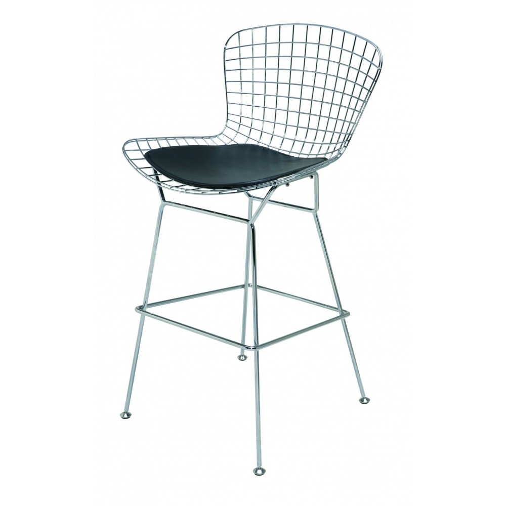 Wireback Black Naugahyde Counter Stool